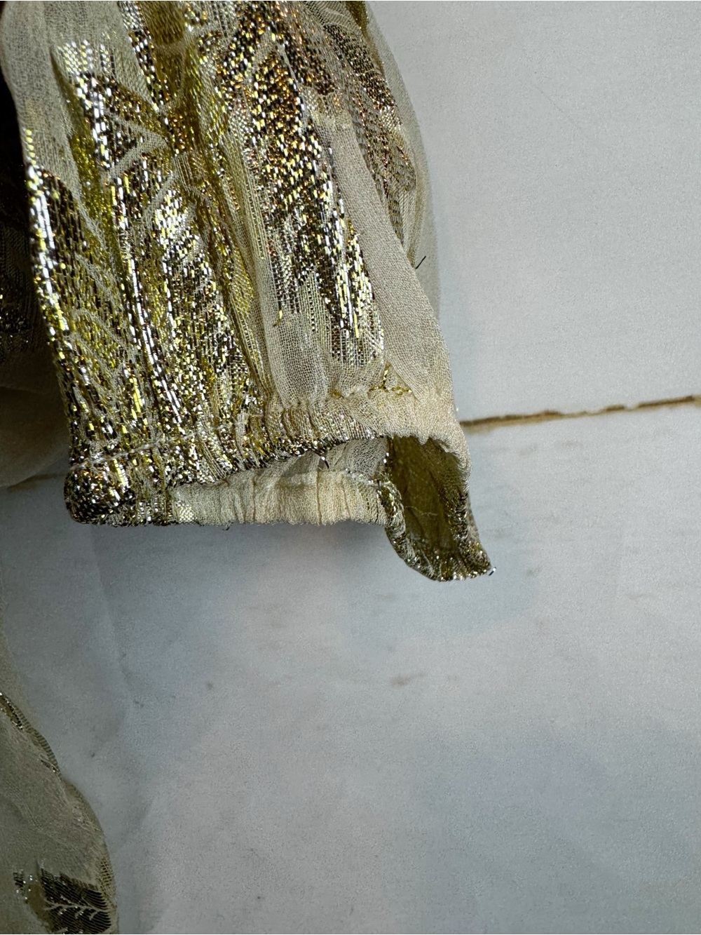 Anthropologie (Pinnacle) | Sheer Metallic Gold Dress, L NWT - Picture 14 of 15